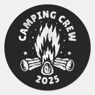 Sticker Rond Équipe de camping 2025 Camper vintage