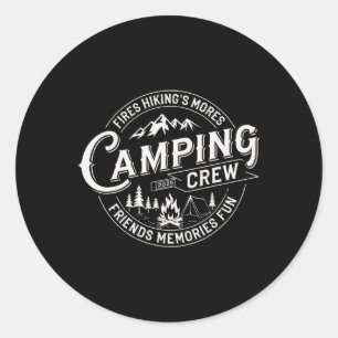 Sticker Rond Équipe de camping 2025 pour famille campeur enfant