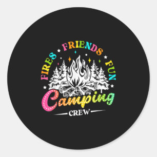 Sticker Rond Équipe de camping enflamme l'ambiance estivale amu