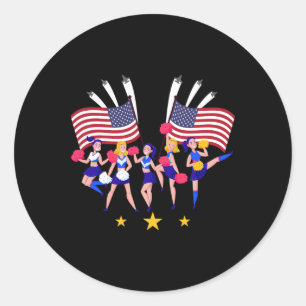 Sticker Rond Équipe de cheer patriotique Cheerleader Drapeau de