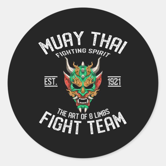 Sticker Rond Équipe de combat Muay Thai Oni - Kickboxing (Devant)