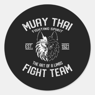 Sticker Rond Équipe de combat Muay Thai Wolf Fight - Nak Muay,