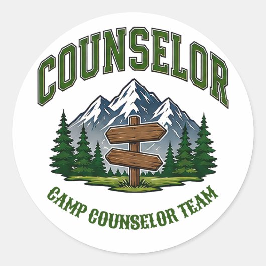 Sticker Rond 🌲 Équipe de Conseillers de Camp Typographie 👕 (Devant)