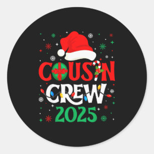 Sticker Rond Équipe de cousins de Noël 2025 Xmas Drôle de famil
