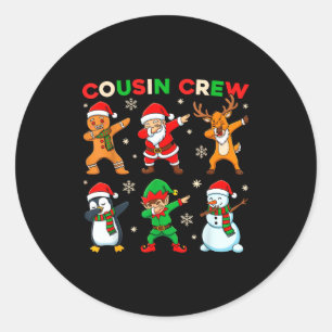 Sticker Rond Équipe de cousins elfes amis de Noël fu Santa en d