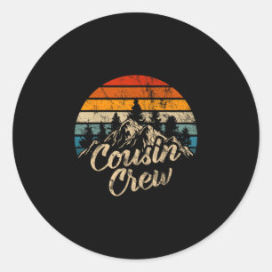Sticker Rond Équipe de cousins rétro randonnée montagne camping