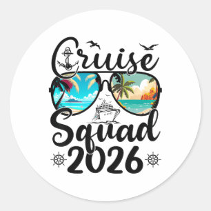 Sticker Rond Équipe de croisière 2026 Vacances d'été Famille as