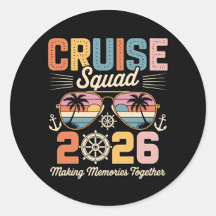 Sticker Rond Équipe de croisière 2026 Vacances en famille Rétro