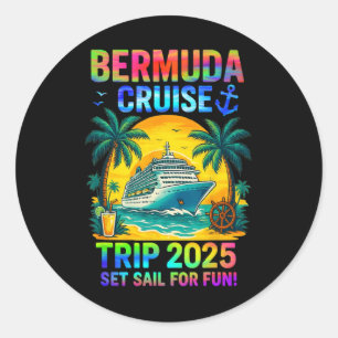 Sticker Rond Équipe de croisière aux Bermudes 2025 Aventure en