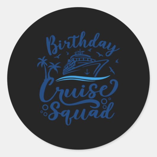 Sticker Rond Équipe de croisière d'anniversaire (Devant)