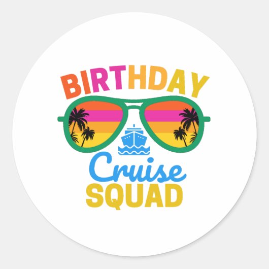 Sticker Rond Équipe de croisière d'anniversaire (Devant)