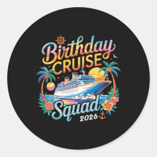 Sticker Rond Équipe de croisière d'anniversaire 2026 Vacances e