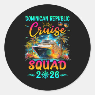 Sticker Rond Équipe de croisière en République dominicaine fami
