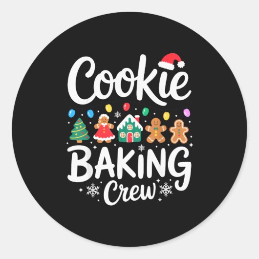 Sticker Rond Équipe de fabrication de biscuits Noël Chefs Fêtes (Devant)