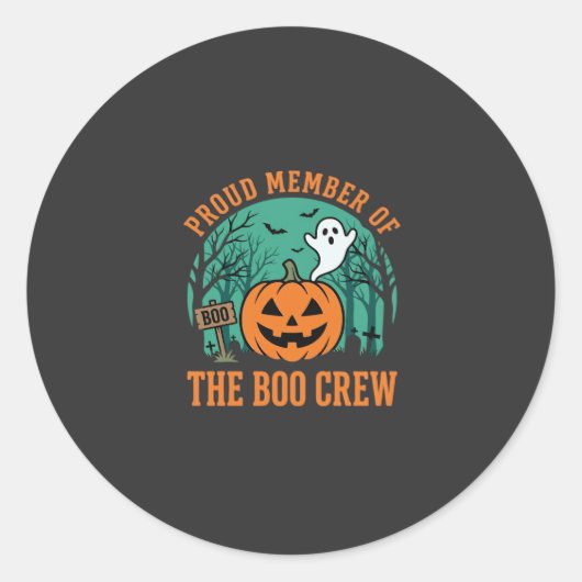 Sticker Rond Équipe de fantômes de design de citrouille Hallowe (Devant)