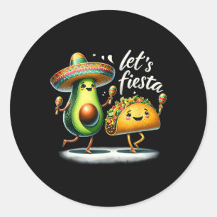 Sticker Rond Équipe de Fiesta Avocado Tacos Fêtons la Cinc Drôl