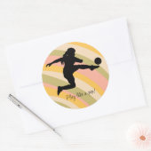 Sticker Rond Équipe De Football Joueuse De Football (Enveloppe)