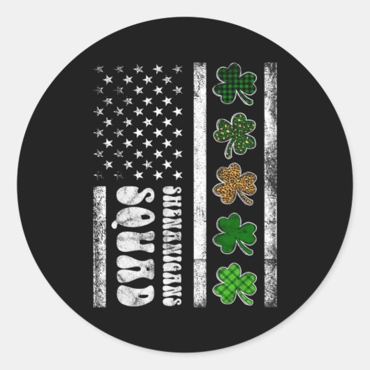Sticker Rond Équipe de frasques de la Saint-Patrick Drapeau amé (Devant)