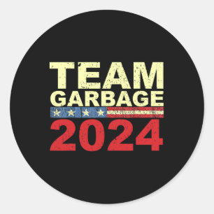 Sticker Rond Équipe De Garbage Pour Trump Élections 2024 Vote D