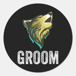 Sticker Rond Équipe de garçons de mariée Loup Enterrement de vi