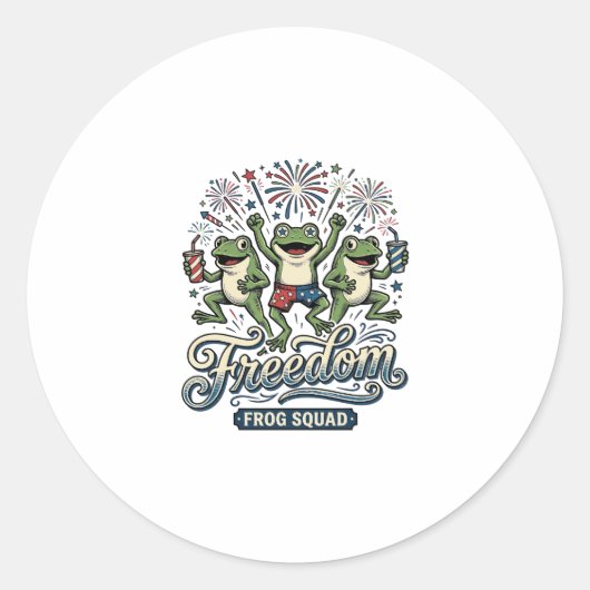 Sticker Rond Équipe de grenouille de liberté Conception de chem (Devant)