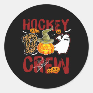 Sticker Rond Équipe de Hockey Boo Crew Halloween Joueurs Coach