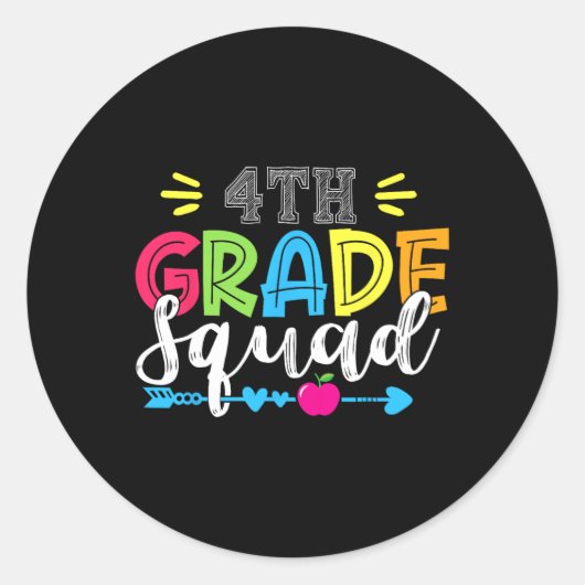 Sticker Rond Équipe de la 4e année Retour à l'école Enseignants (Devant)