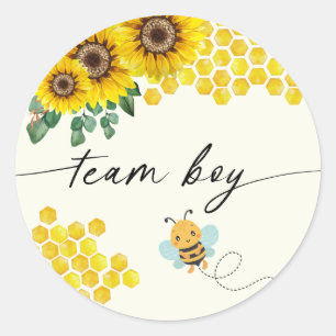 Sticker Rond Équipe de la fête de révélation de genre Bee Boy