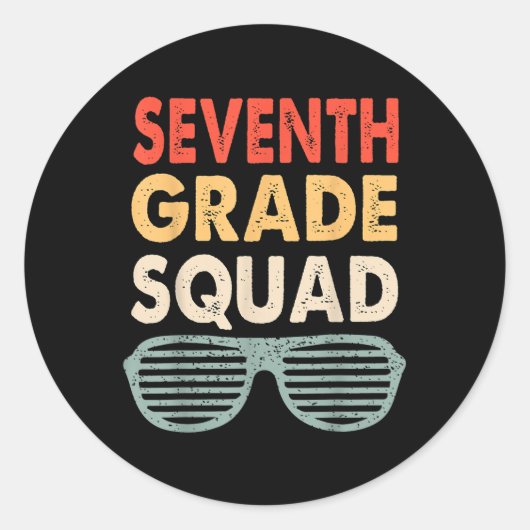 Sticker Rond Équipe de la septième année Retour à l'école 7e an (Devant)