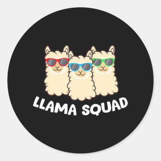 Sticker Rond Équipe de Llama Llama Couches de soleil assorties (Devant)