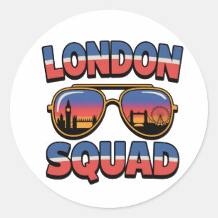 Sticker Rond Équipe de Londres : amis, famille, filles, Royaume