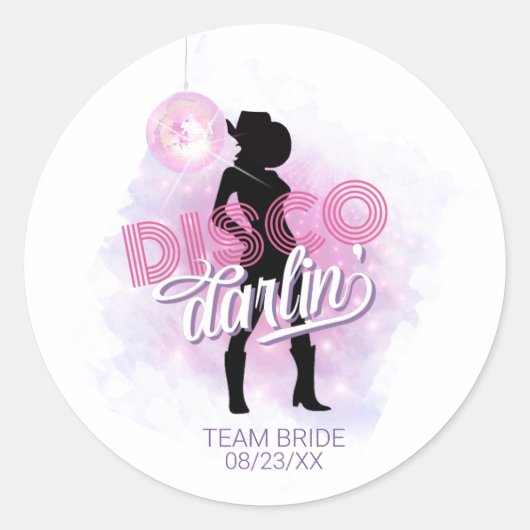Sticker Rond Équipe de mariée Disco Darlin' Bachelorette ID928 (Devant)