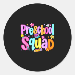 Sticker Rond Équipe de maternelle chic de retour à l'école mate