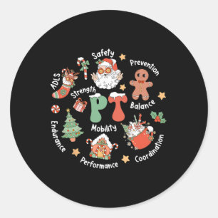 Sticker Rond Équipe de Noël de kinésithérapie Pt kinésithérapie