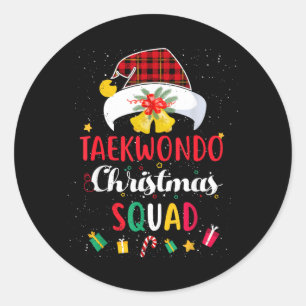 Sticker Rond Équipe de Noël de Taekwondo Casquette de Père Noël
