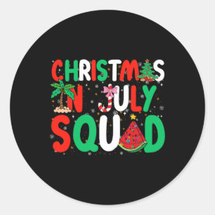 Sticker Rond Équipe de Noël en Juillet Drôle d'Été Xmas Hommes
