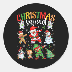 Sticker Rond Équipe de Noël Père Noël Dabbing Elf Family Corres