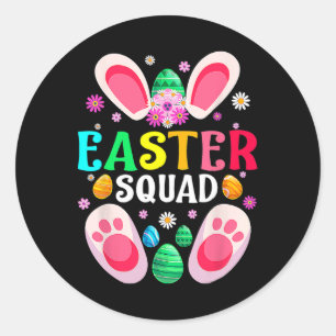 Sticker Rond Équipe de Pâques Famille assortie Lapin de jour de