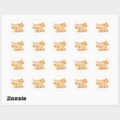 Sticker Rond Équipe de Patch de Citrouille Rétro Groovy Automne (Feuille)