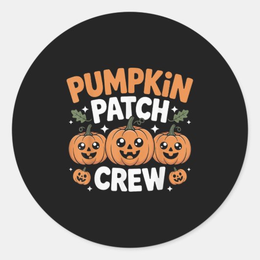 Sticker Rond Équipe de patch de citrouille tenue familiale asso (Devant)