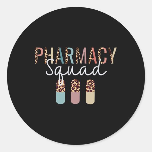 Sticker Rond Équipe De Pharmacie Avec Empreinte de léopard Pour (Devant)