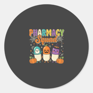 Sticker Rond Équipe de pharmacie Halloween Ghost Pills Design_1