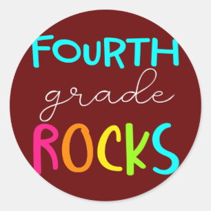 Sticker Rond Équipe de quatrième année Rocks Professeur de 4e a
