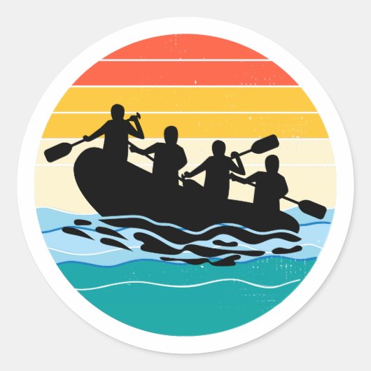 Sticker Rond Équipe de rafting Raft White Water Rafter Paddle R (Devant)