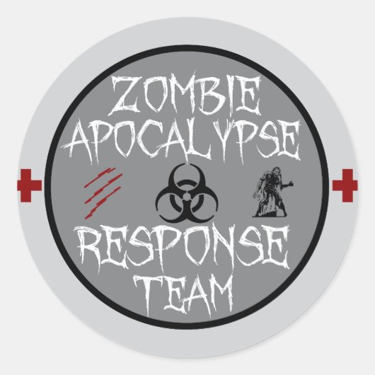 Sticker Rond Équipe de réponse à l'apocalypse zombie (Devant)