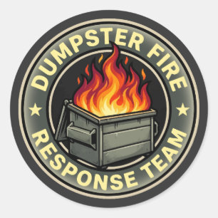 Sticker Rond Équipe de réponse drôle de feu de benne