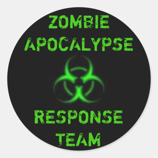 Sticker Rond Équipe de réponse Zombie Apocalypse vert (Devant)