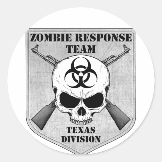 Sticker Rond Équipe de réponse Zombie : Division Texas (Devant)
