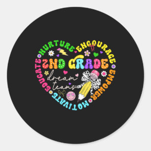 Sticker Rond Équipe de rêve de deuxième année Enseignante Femme