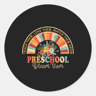 Sticker Rond Équipe de rêve de maternelle rétro groovy Byck à l